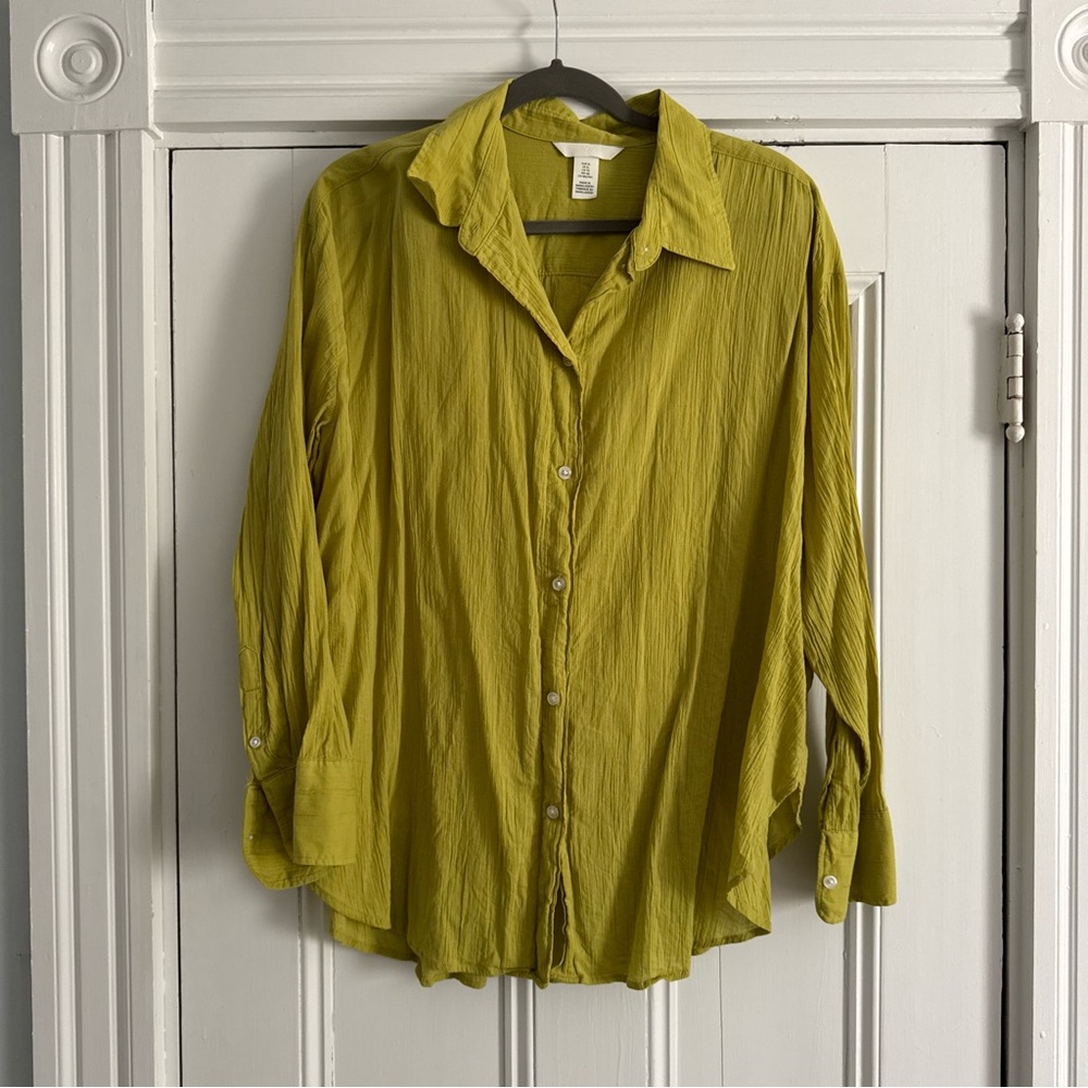 H&M Chartreuse Button-Up Shirt